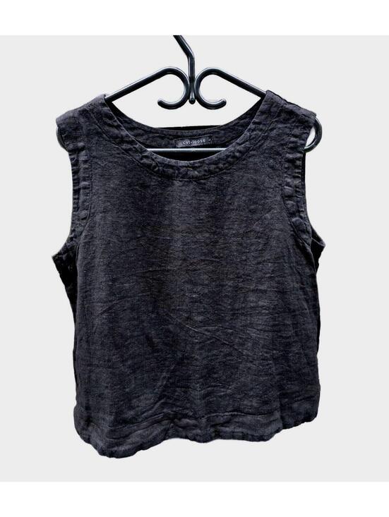 Tops - Cut-Loose Black Linen Sleeveless Shell Top Large